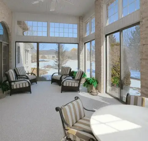 Home Addition with brick interior finishes