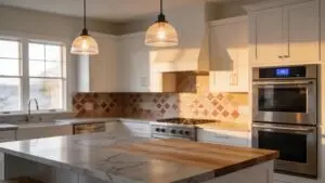 Modern kitchen renovation showcasing smart technology, custom cabinetry, and stylish countertop materials