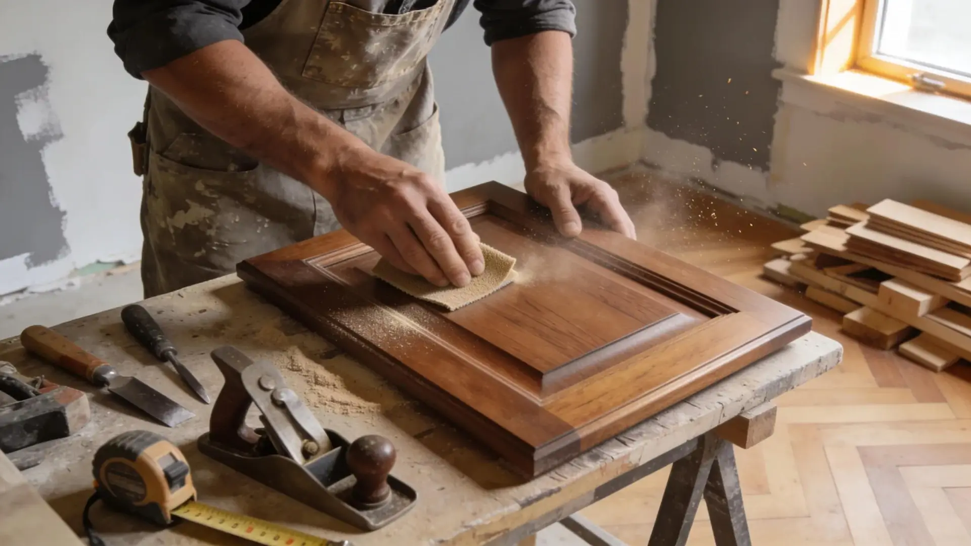Craftsman performing quality work on home renovations emphasizing craftsmanship and detail