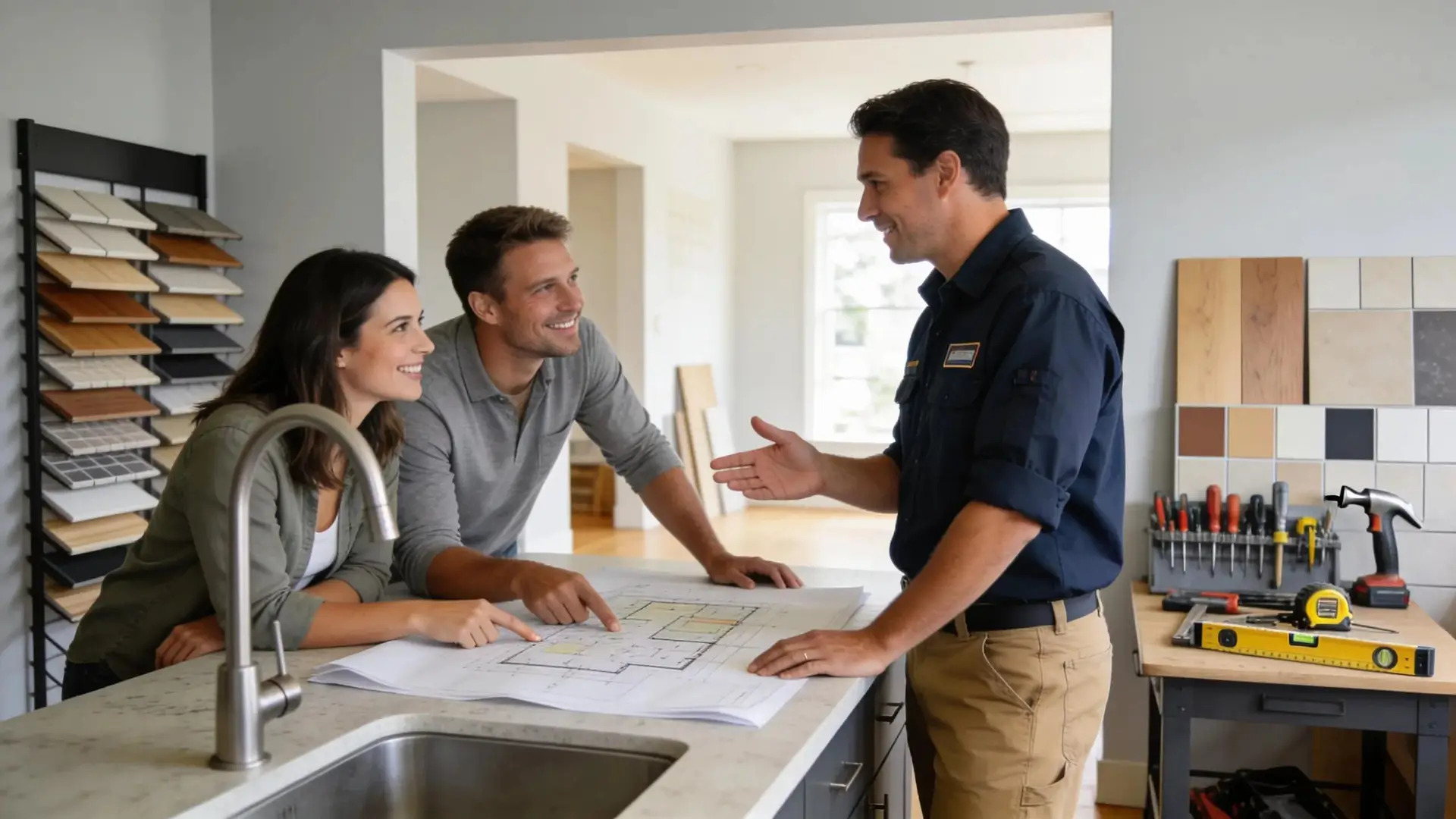 Contractor consulting with homeowners about home renovation quality in Bayshore Ottawa