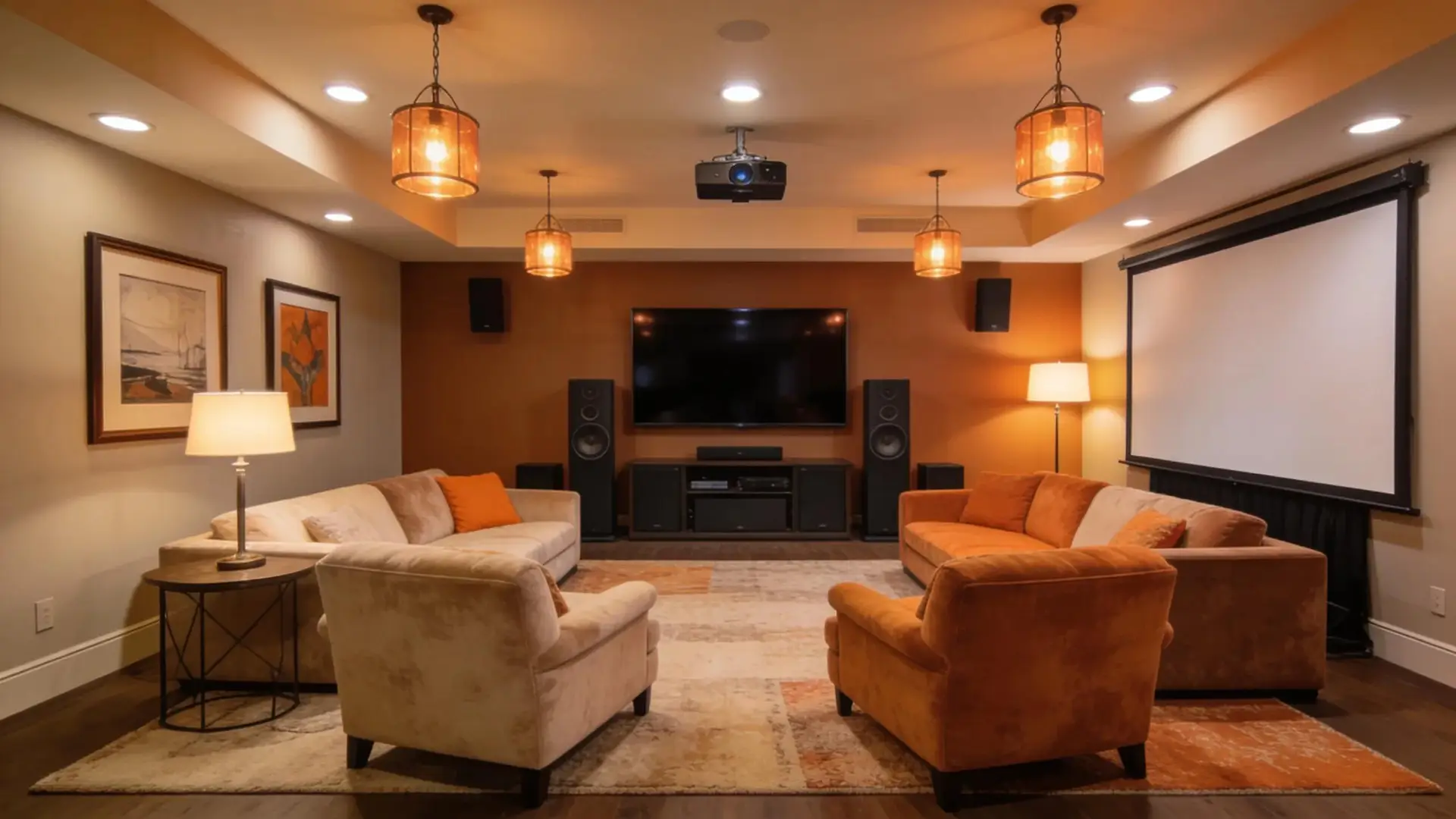Cozy basement design as an entertainment area reflecting popular renovation trends