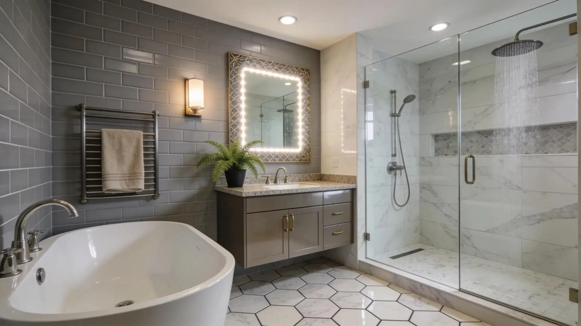 Contemporary bathroom showcasing modern fixtures and stylish design options for remodeling