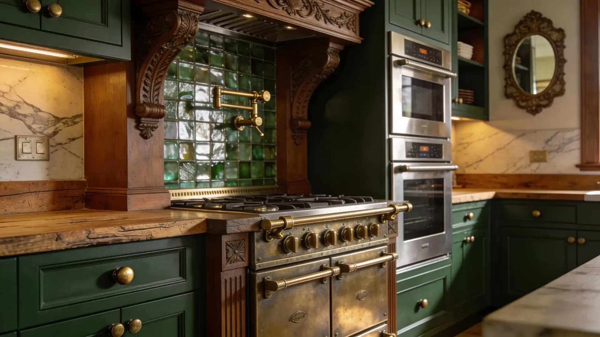 A custom kitchen in a heritage home with unique cabinetry and sustainable finishes