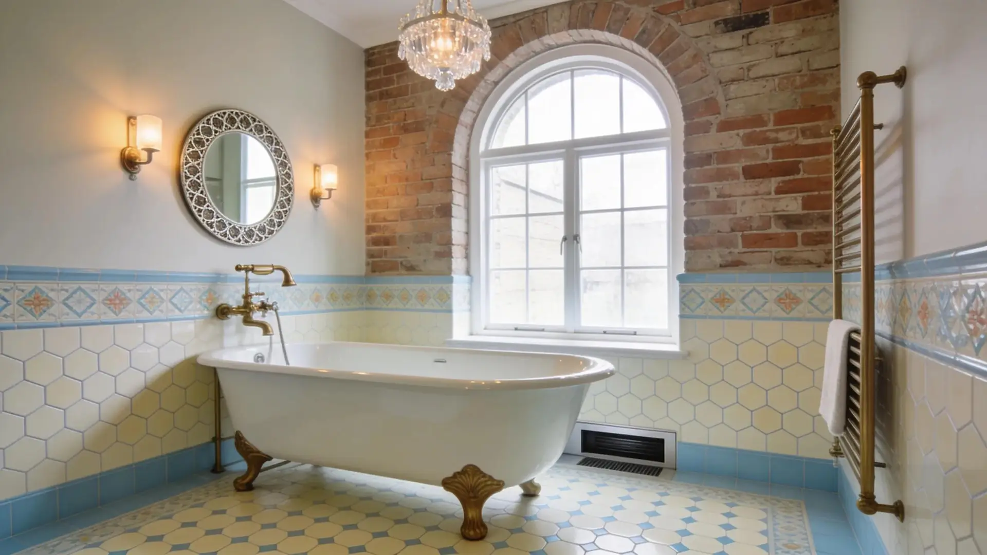 A renovated bathroom in a heritage home showcasing vintage style and modern features