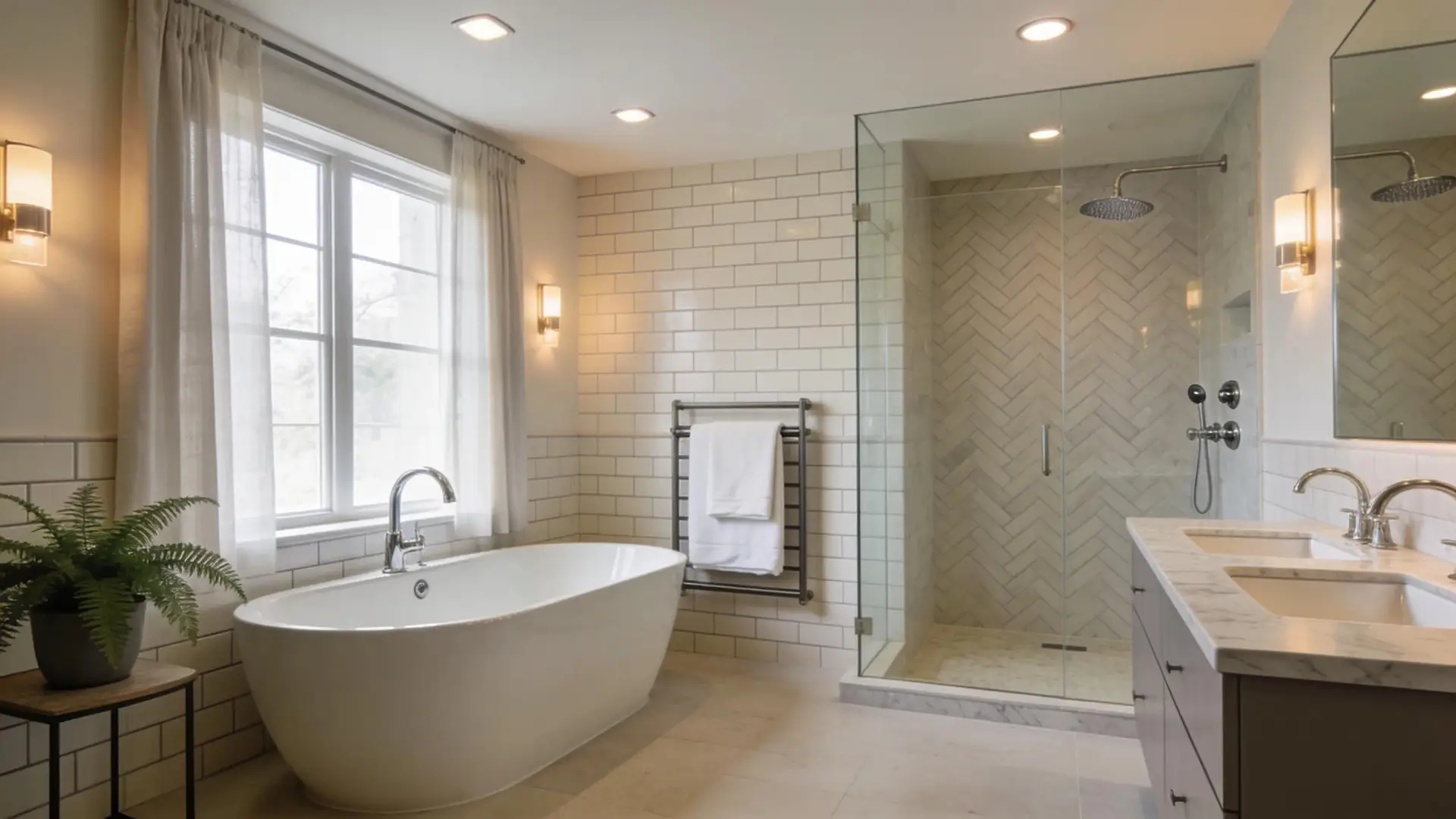 Luxurious bathroom remodeling with a freestanding tub and modern fixtures