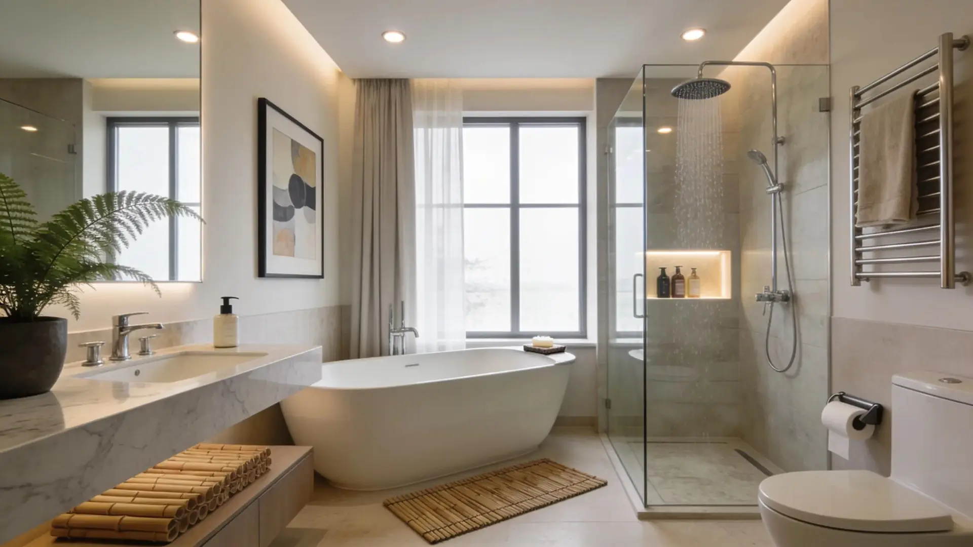 Luxurious bathroom with spa-like features showcasing modern renovation trends