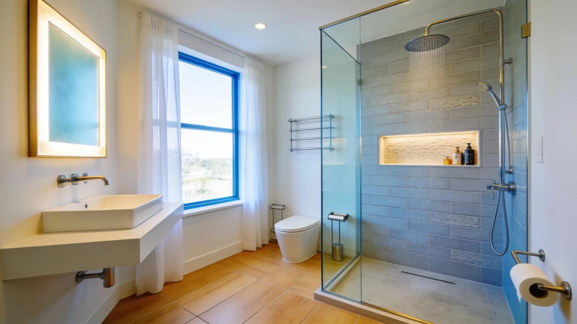 Modern bathroom illustrating custom remodeling, featuring stylish fixtures and an appealing layout that enhances functionality.