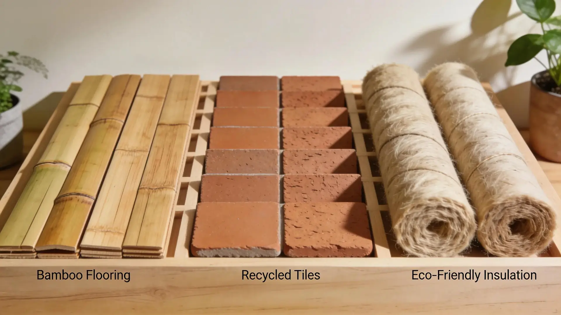 Collection of sustainable remodeling materials highlighting eco-friendly options for homeowners